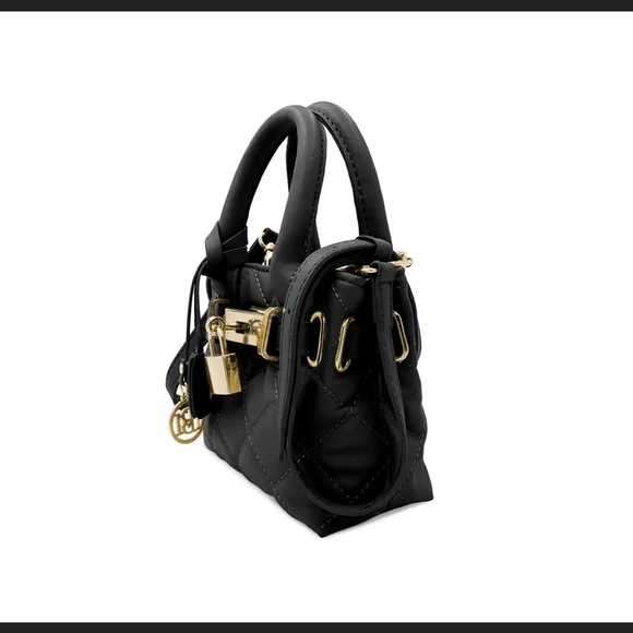 Badgley Mischka Black and Gold Mini Bag with Padlock Detail - Picture 2 of 3